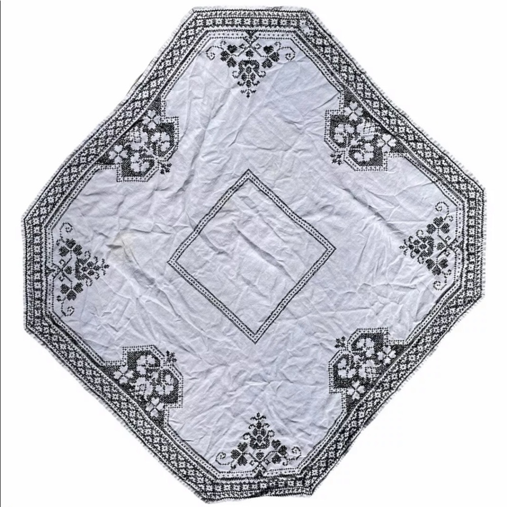 Cross Stitch Embroidery Table Cloth Boho Vintage